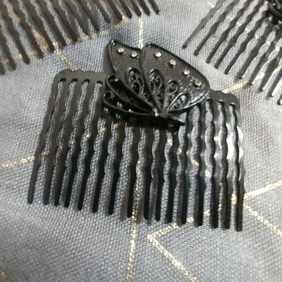 6 Black Butterfly Hair Combs - Picture 2 of 7